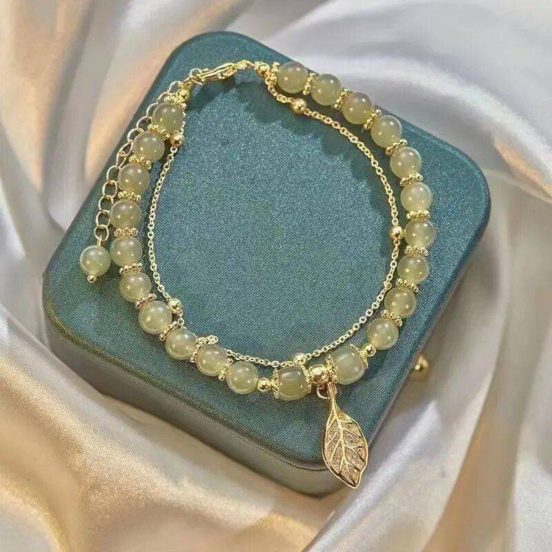 Hetian Jade Gold Leaf Bracelet Fashion Accessories Jewelry Model : Gold Leaf Hetian Jade Gold Leaf Bracelet Fashion Accessories Jewelry Model : Gold Leaf