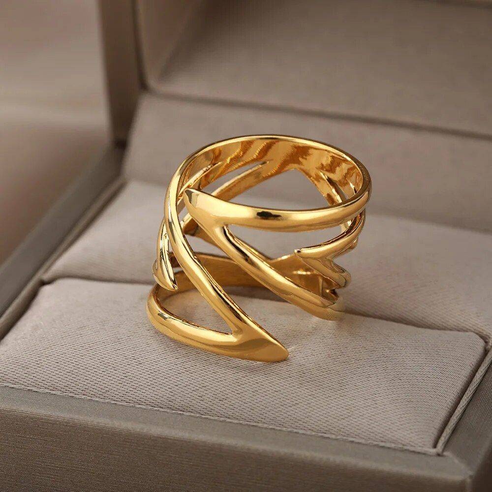 Stainless Steel Geometric Rings Fashion Accessories Jewelry Color : Gold|Silver Stainless Steel Geometric Rings Fashion Accessories Jewelry Color : Gold|Silver