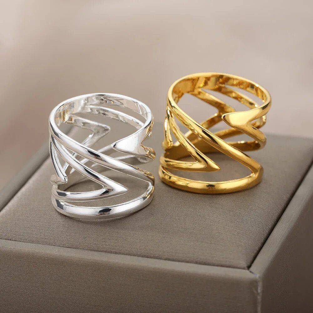 Stainless Steel Geometric Rings Fashion Accessories Jewelry Color : Gold|Silver Stainless Steel Geometric Rings Fashion Accessories Jewelry Color : Gold|Silver