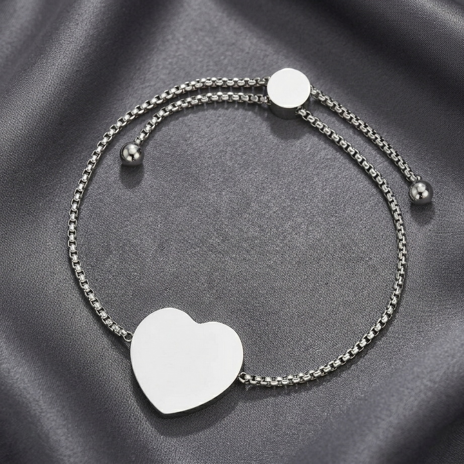 Adjustable Heart Bracelet – Silver