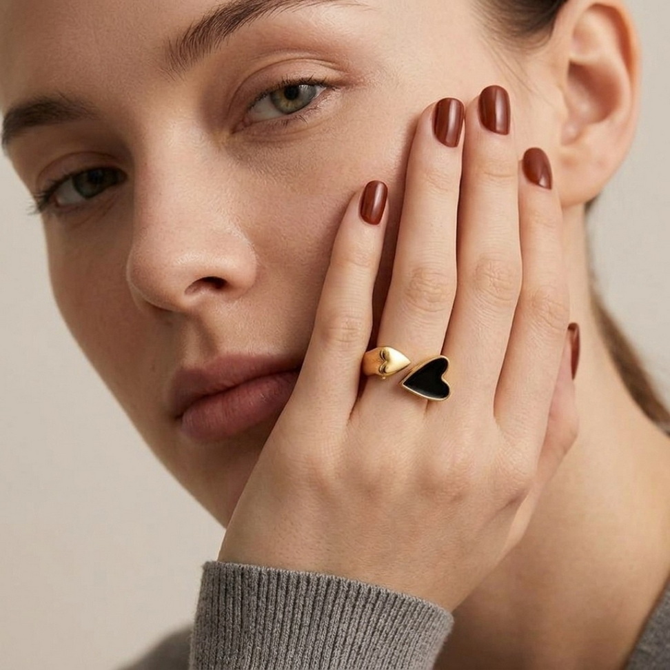 Black Heart Open Rings – 001