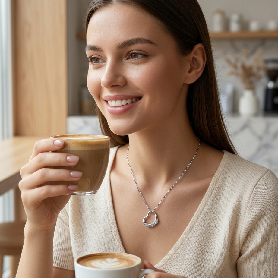 Luxury 925 Sterling Silver Heart Zircon Necklace 005