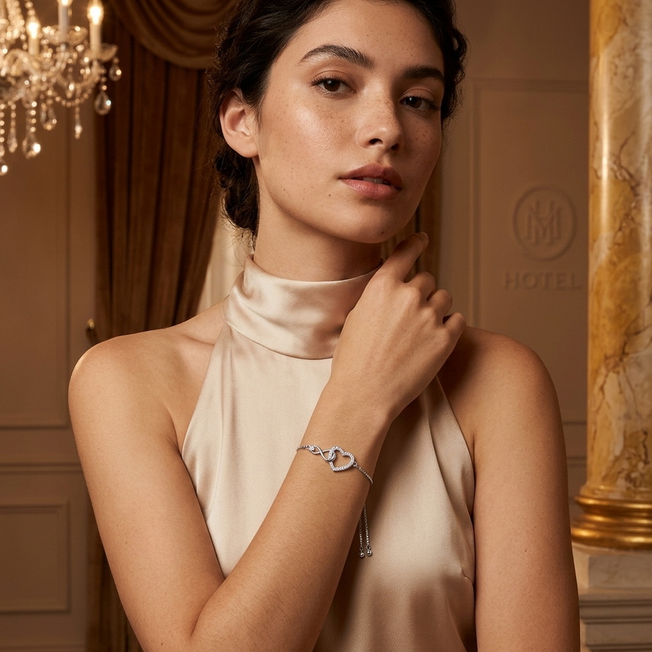 Silver Heart Zircon Bracelet 005
