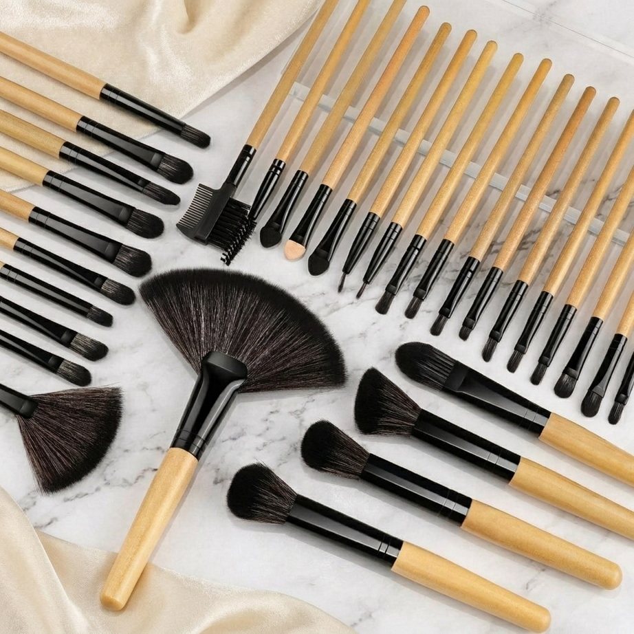 32-Piece Natural Hair Makeup Brush Set 002