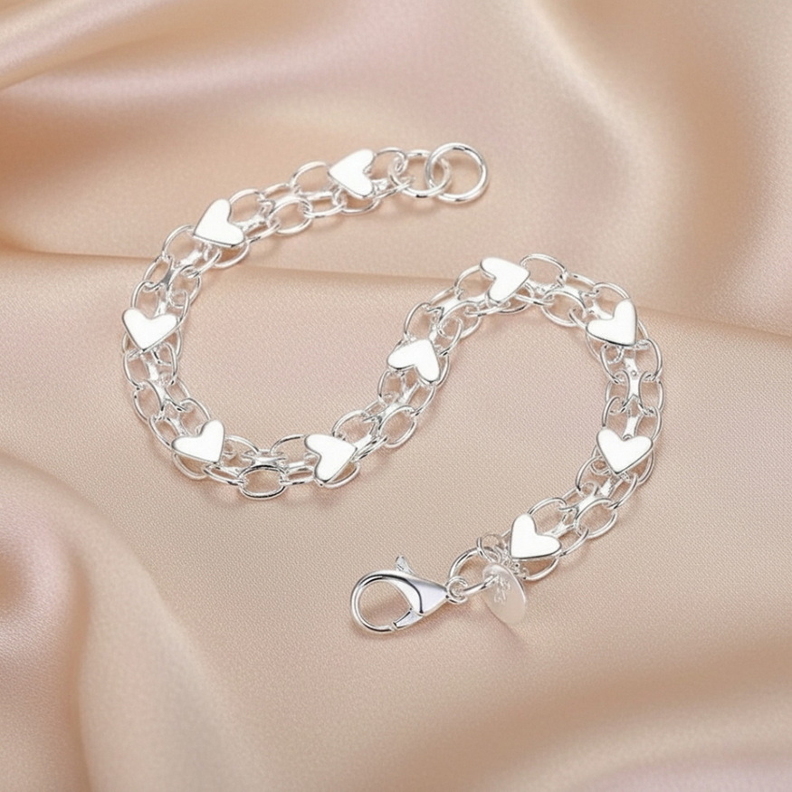 Luxury 925 Sterling Silver Heart Charm Bracelet for Women Bracelets Luxury 925 Sterling Silver Heart Charm Bracelet for Women Bracelets