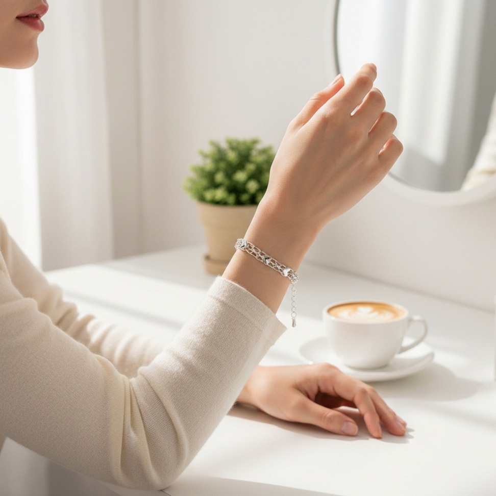 Luxury 925 Sterling Silver Heart Charm Bracelet for Women Bracelets Color : Silver Luxury 925 Sterling Silver Heart Charm Bracelet for Women Bracelets Color : Silver