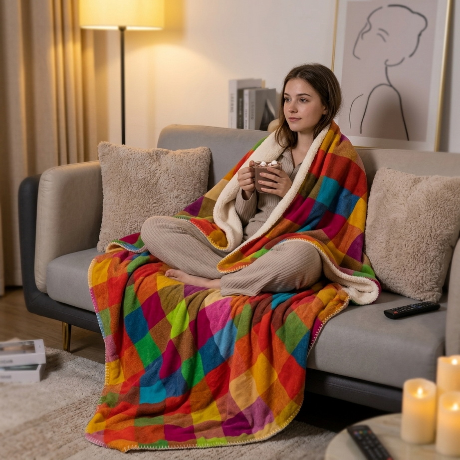 Sherpa Plush Throw Blanket 001