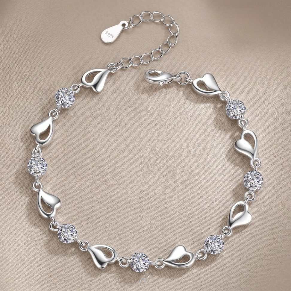 Sterling Silver Heart Bracelet 002