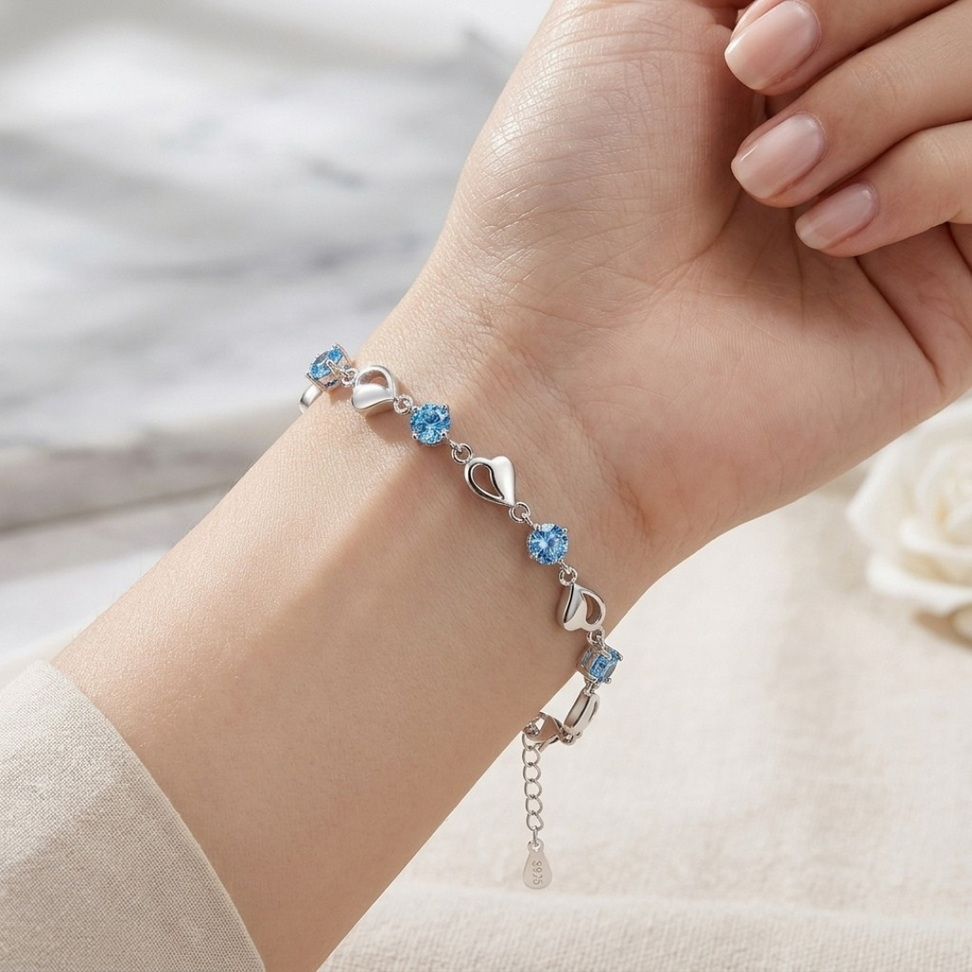 Sterling Silver Heart Bracelet 003