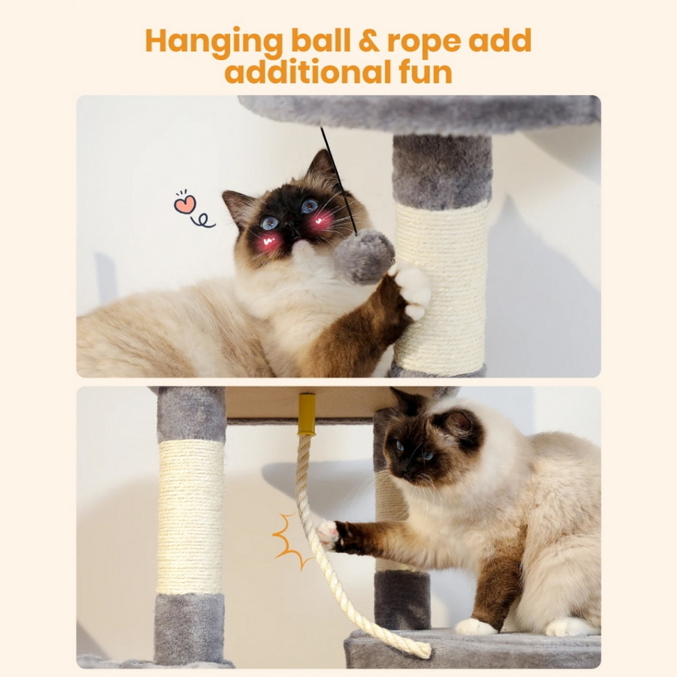 Deluxe Cat Tower & Play Condo Napping & Playing Color : Gray Deluxe Cat Tower & Play Condo Napping & Playing Color : Gray