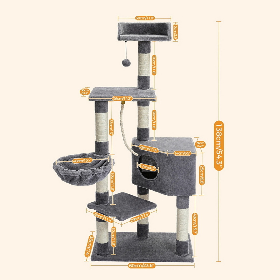 Deluxe Cat Tower & Play Condo Napping & Playing Color : Gray Deluxe Cat Tower & Play Condo Napping & Playing Color : Gray