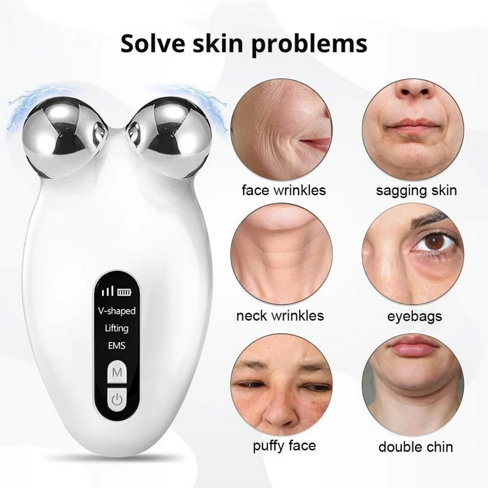 EMS Facial Microcurrent Roller Body Massage Color : Pink|White EMS Facial Microcurrent Roller Body Massage Color : Pink|White