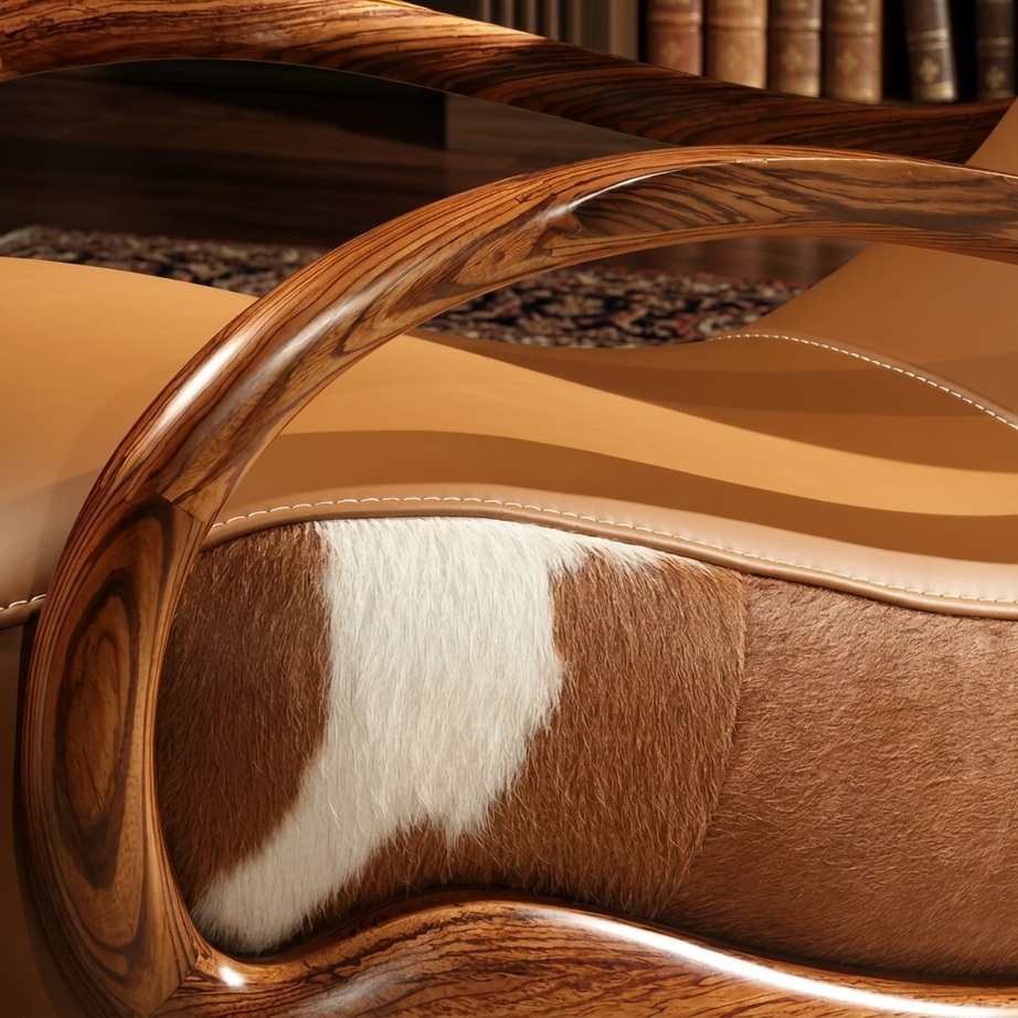 Ebony Genuine Leather Rocking Chair 003