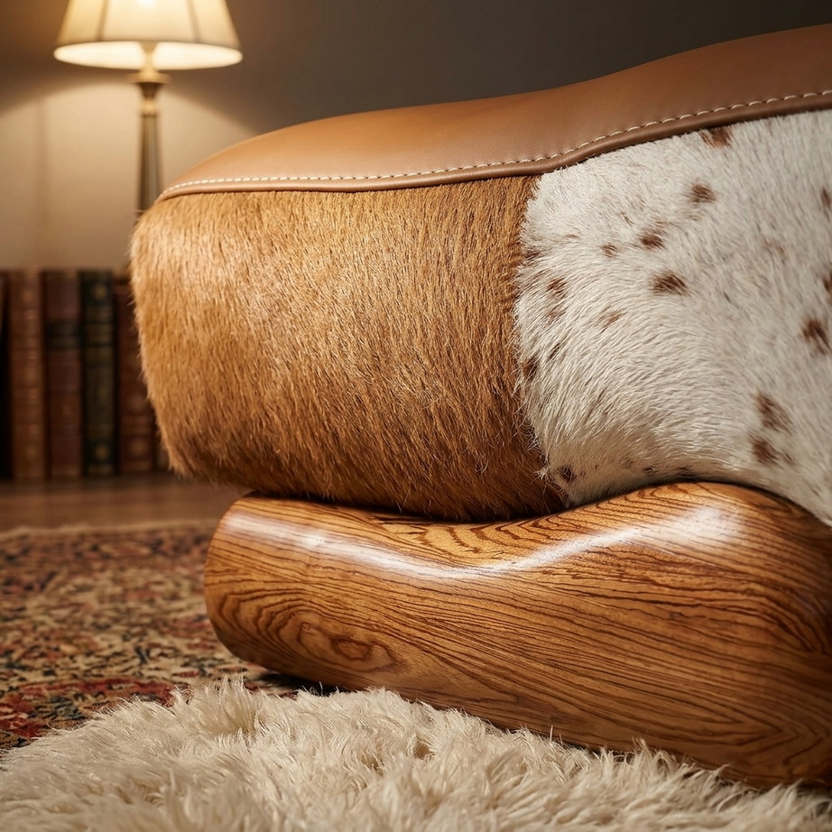 Ebony Genuine Leather Rocking Chair 006
