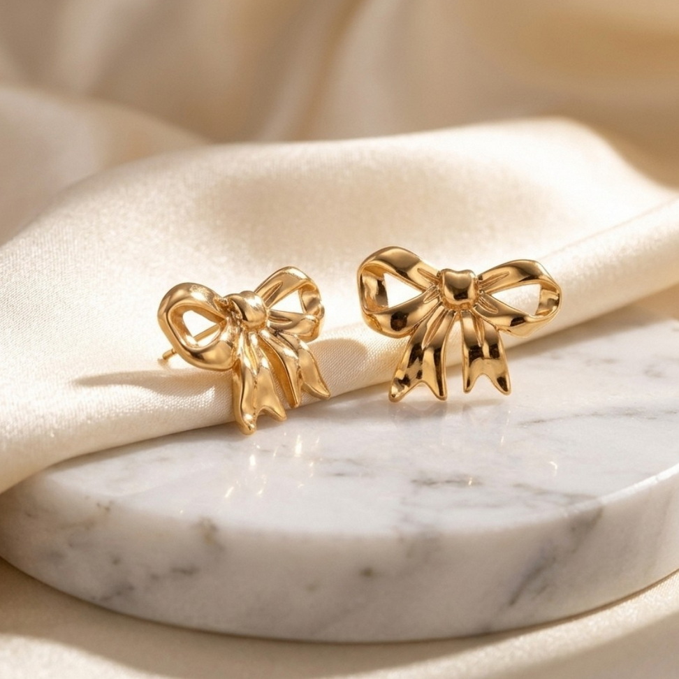 Geometric Bow Hoop Earrings 001