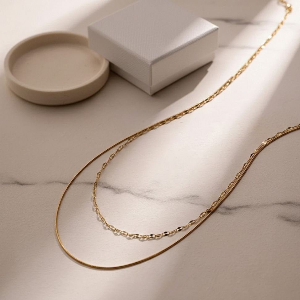 Gold Plated Double-Layered Snake Chain Necklace Best Deals Necklaces Color : Gold Gold Plated Double-Layered Snake Chain Necklace Best Deals Necklaces Color : Gold