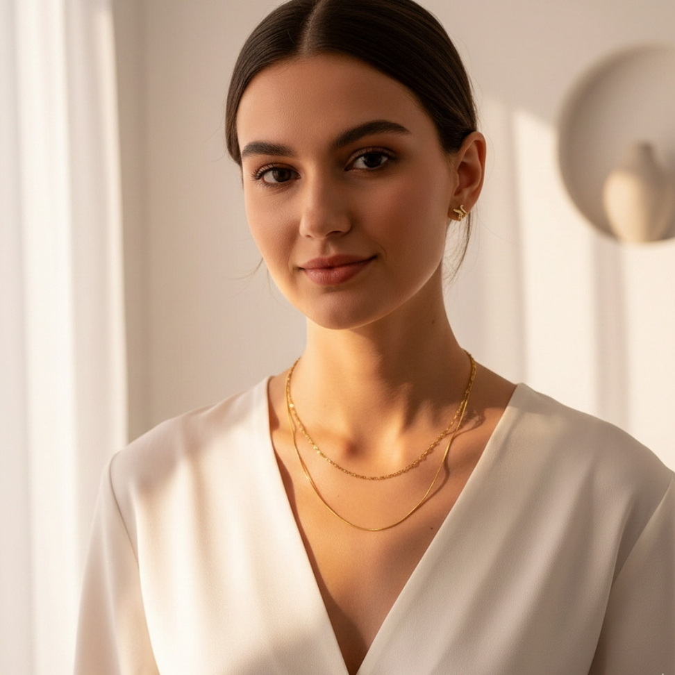 Gold Plated Double-Layered Snake Chain Necklace Best Deals Necklaces Color : Gold Gold Plated Double-Layered Snake Chain Necklace Best Deals Necklaces Color : Gold