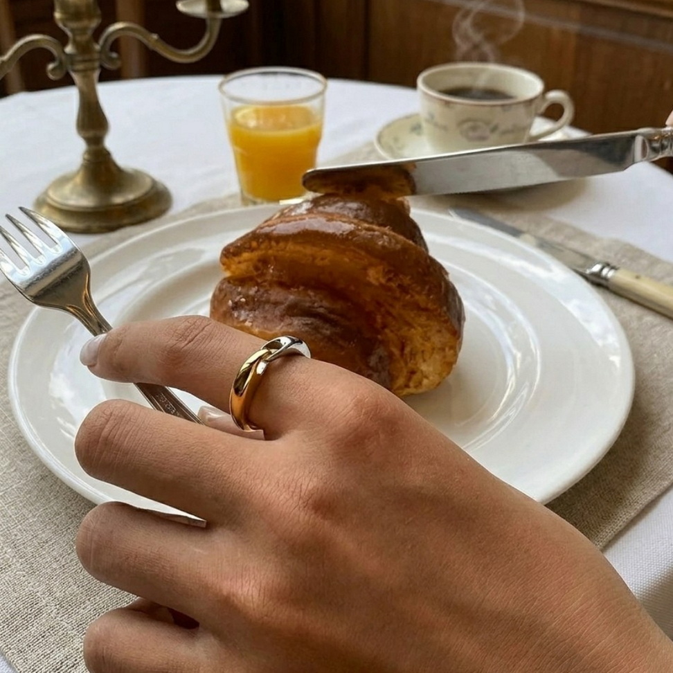 Gold & Silver Colorblock Chain Ring 003