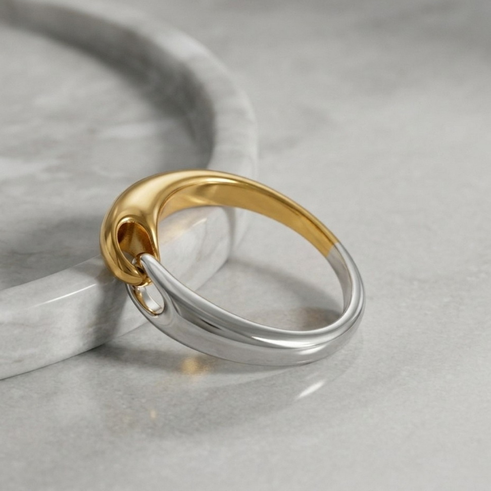 Gold & Silver Colorblock Chain Ring 006