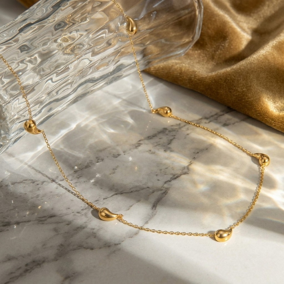 Gold Water Drop Necklace 003