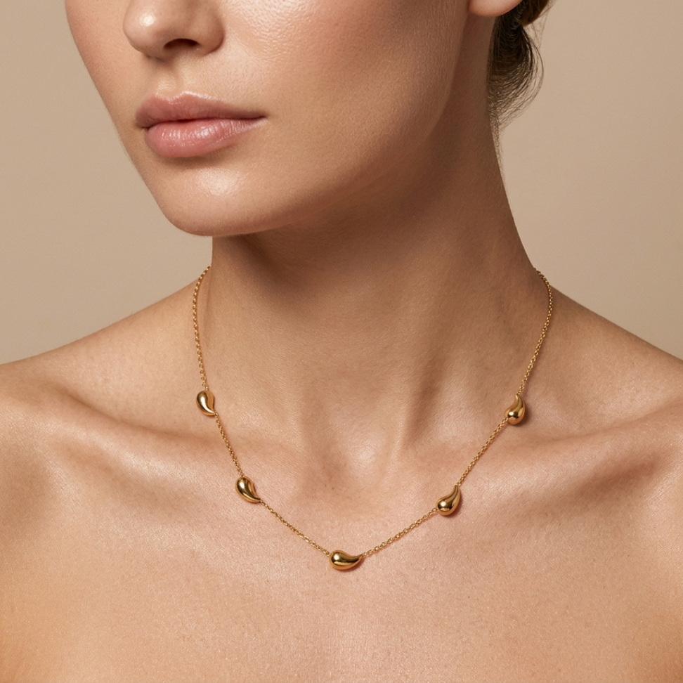 Gold Water Drop Necklace 005