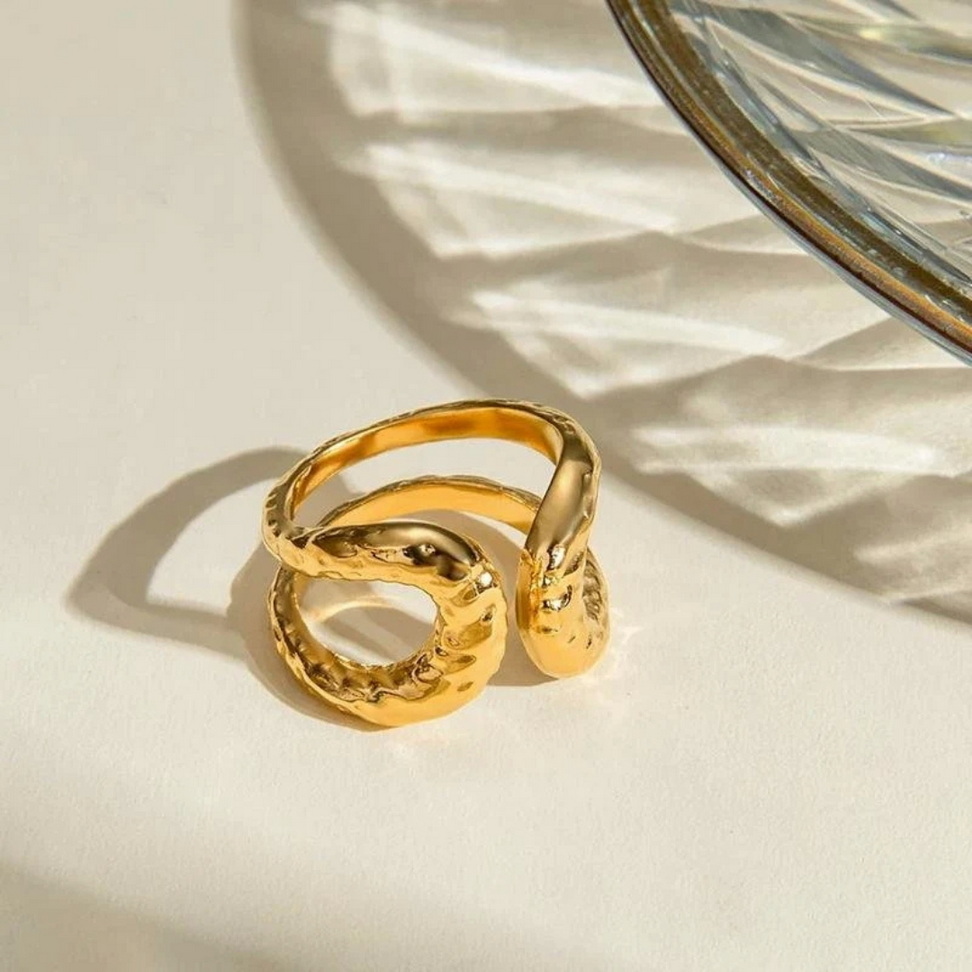 Hammered Gold Open Ring Rings Color : Gold Hammered Gold Open Ring Rings Color : Gold
