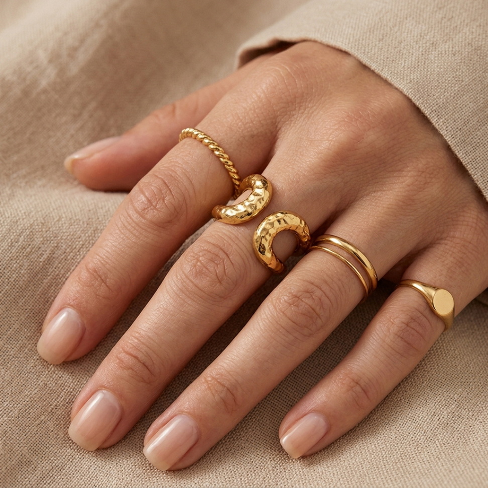 Hammered Gold Open Ring Rings Color : Gold Hammered Gold Open Ring Rings Color : Gold