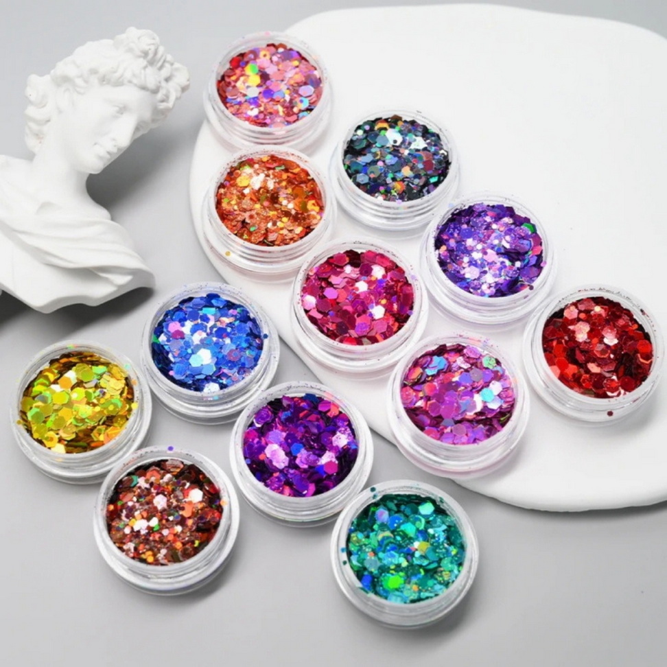 Holographic Chunky Nail Glitters Best Deals Nails Set : 24 Pcs Holographic Chunky Nail Glitters Best Deals Nails Set : 24 Pcs