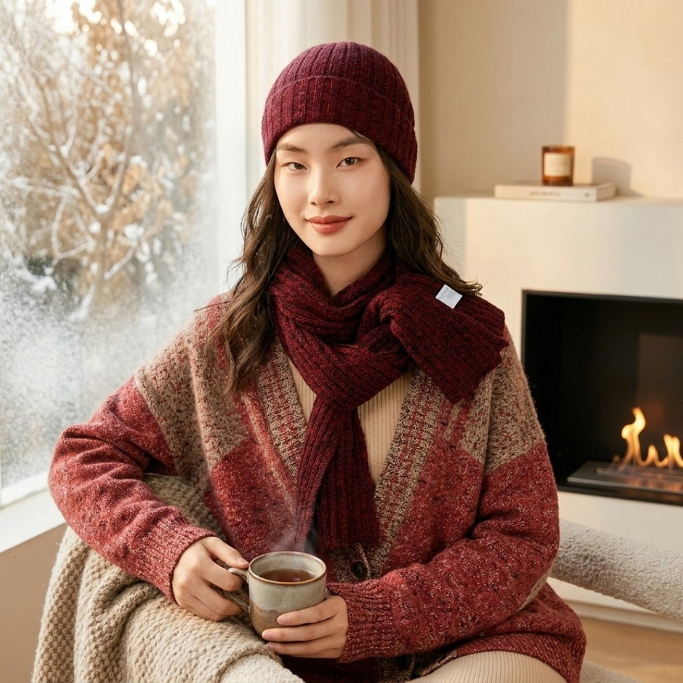 Luxurious 100% Cashmere Knit Winter Scarf for Women Scarves Color : Red|Gray Luxurious 100% Cashmere Knit Winter Scarf for Women Scarves Color : Red|Gray