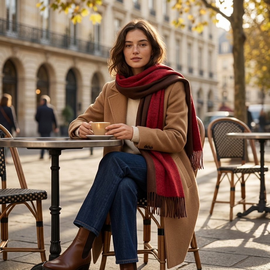 Luxurious Cashmere Scarf with Tassels 006