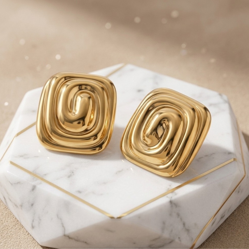 Rectangular Threaded Earrings 001