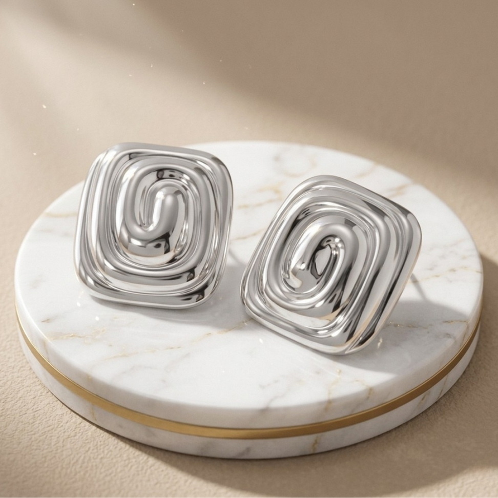 Rectangular Threaded Earrings 002