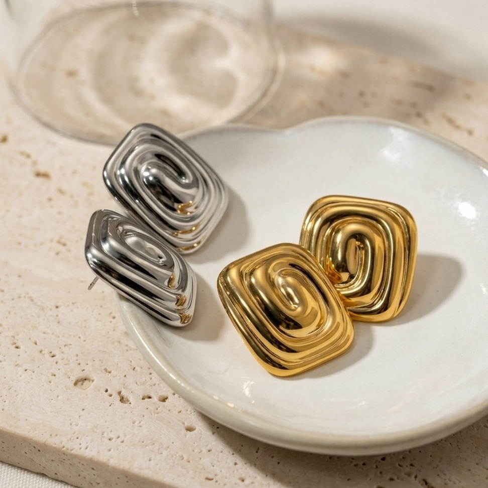 Rectangular Threaded Earrings 003