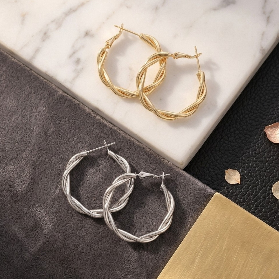Vintage Round Braid Drop Earrings – 001