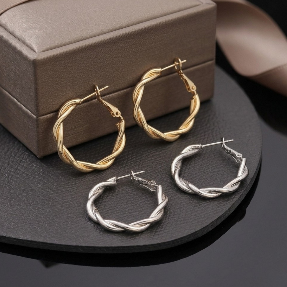Vintage Round Braid Drop Earrings – 004