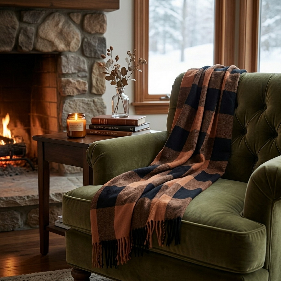 Women’s Cashmere-Feel Plaid Shawl 001