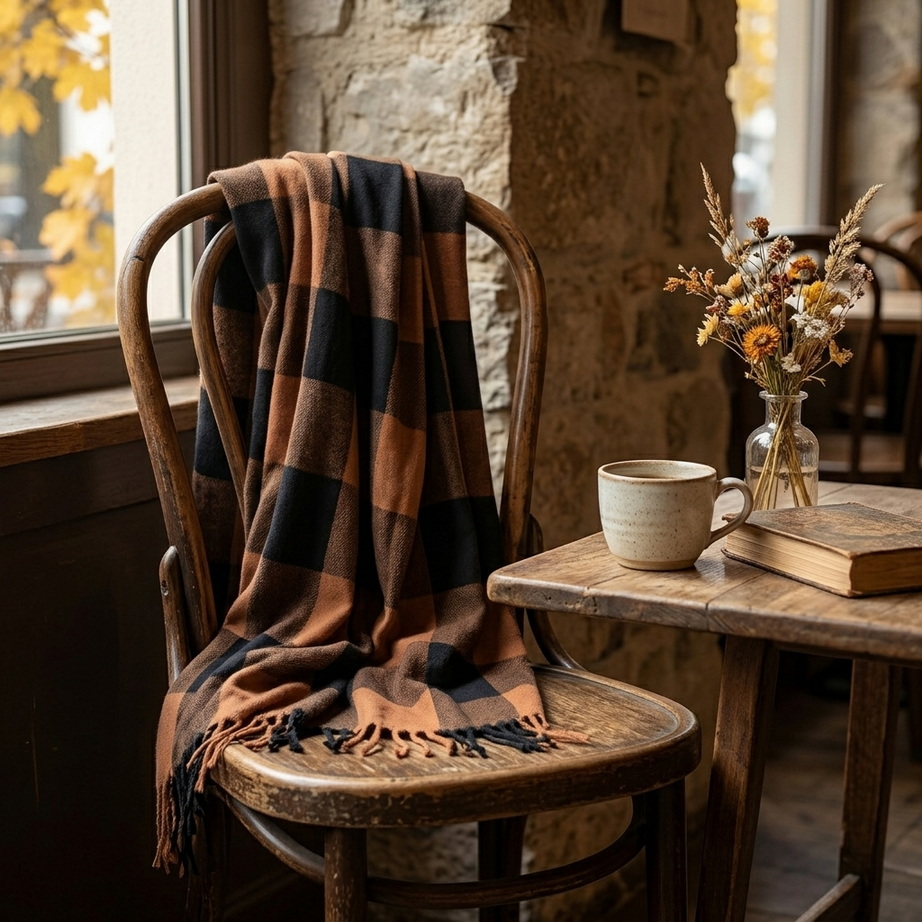 Women’s Cashmere-Feel Plaid Shawl 006