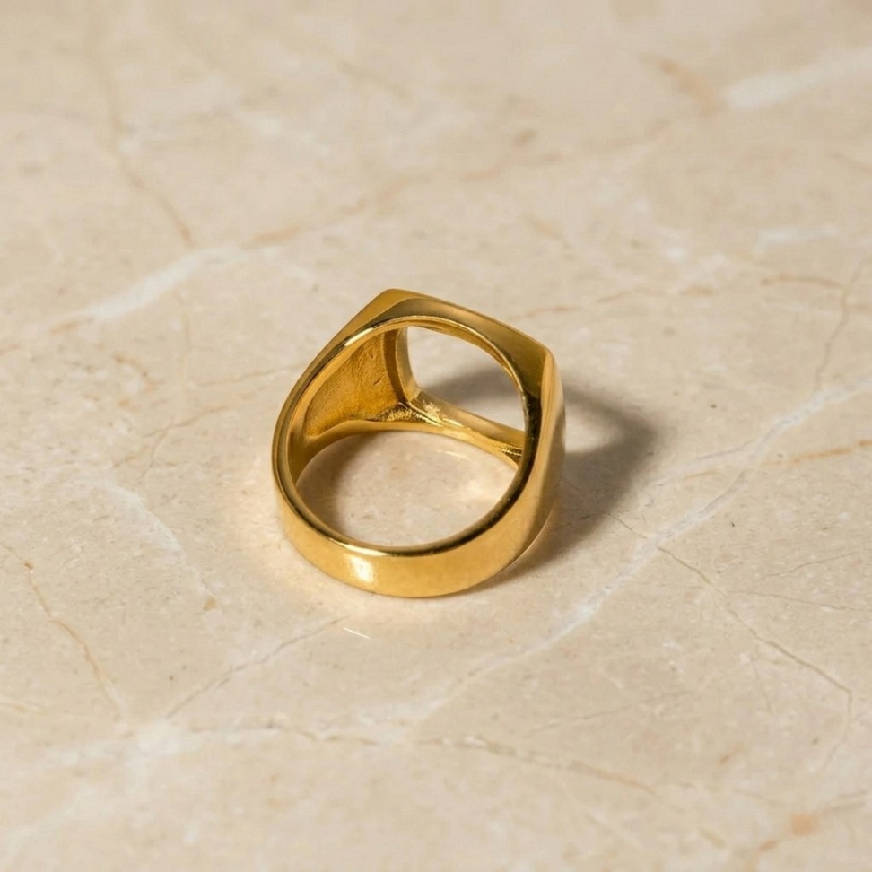 18k Gold Plated Stainless Steel Chunky Square Ring Rings Size Number : Size 6|Size 7|Size 8 18k Gold Plated Stainless Steel Chunky Square Ring Rings Size Number : Size 6|Size 7|Size 8