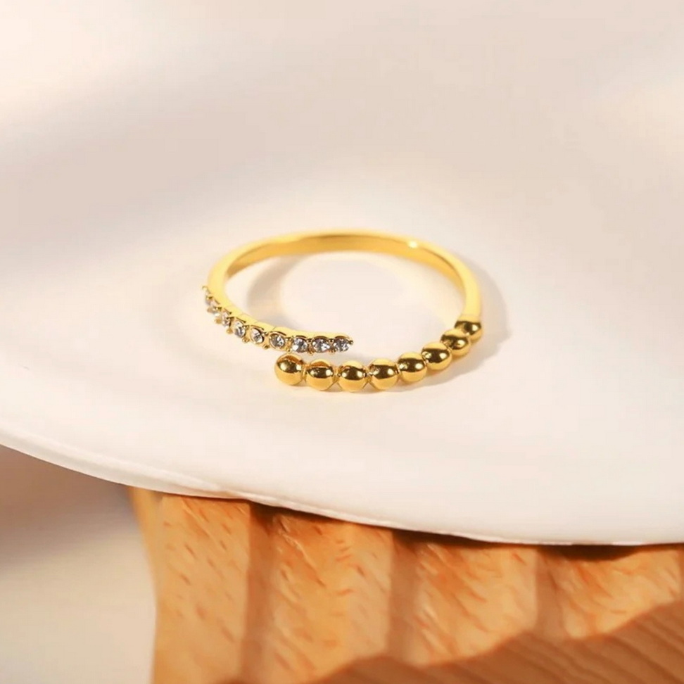 Stainless Steel Crystal Ring 001