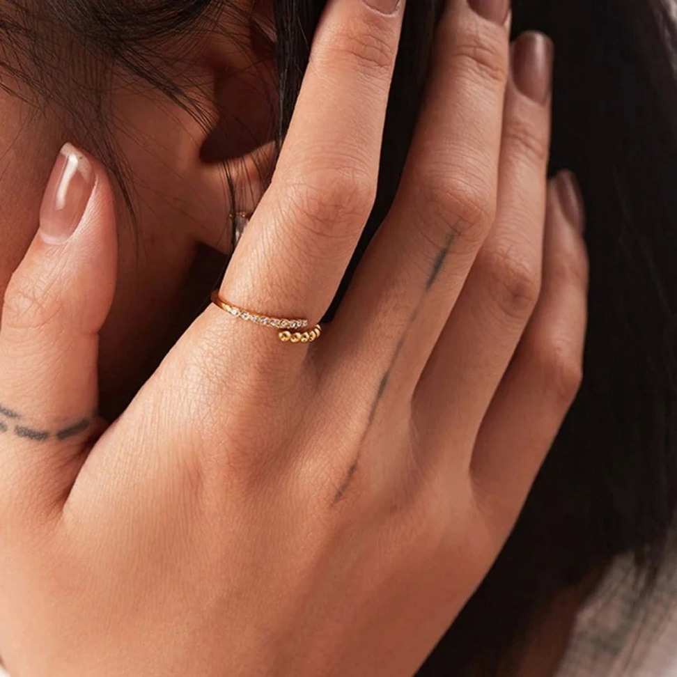 Stainless Steel Crystal Ring 002