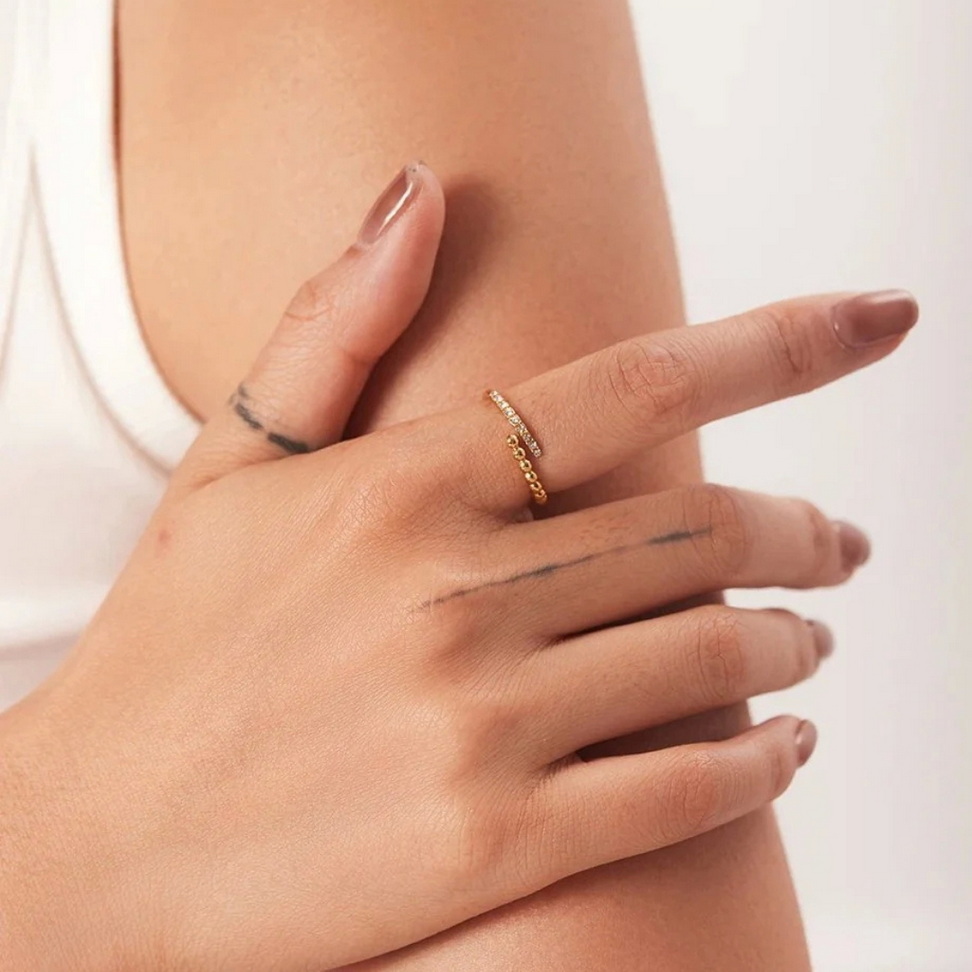 Stainless Steel Crystal Ring 003