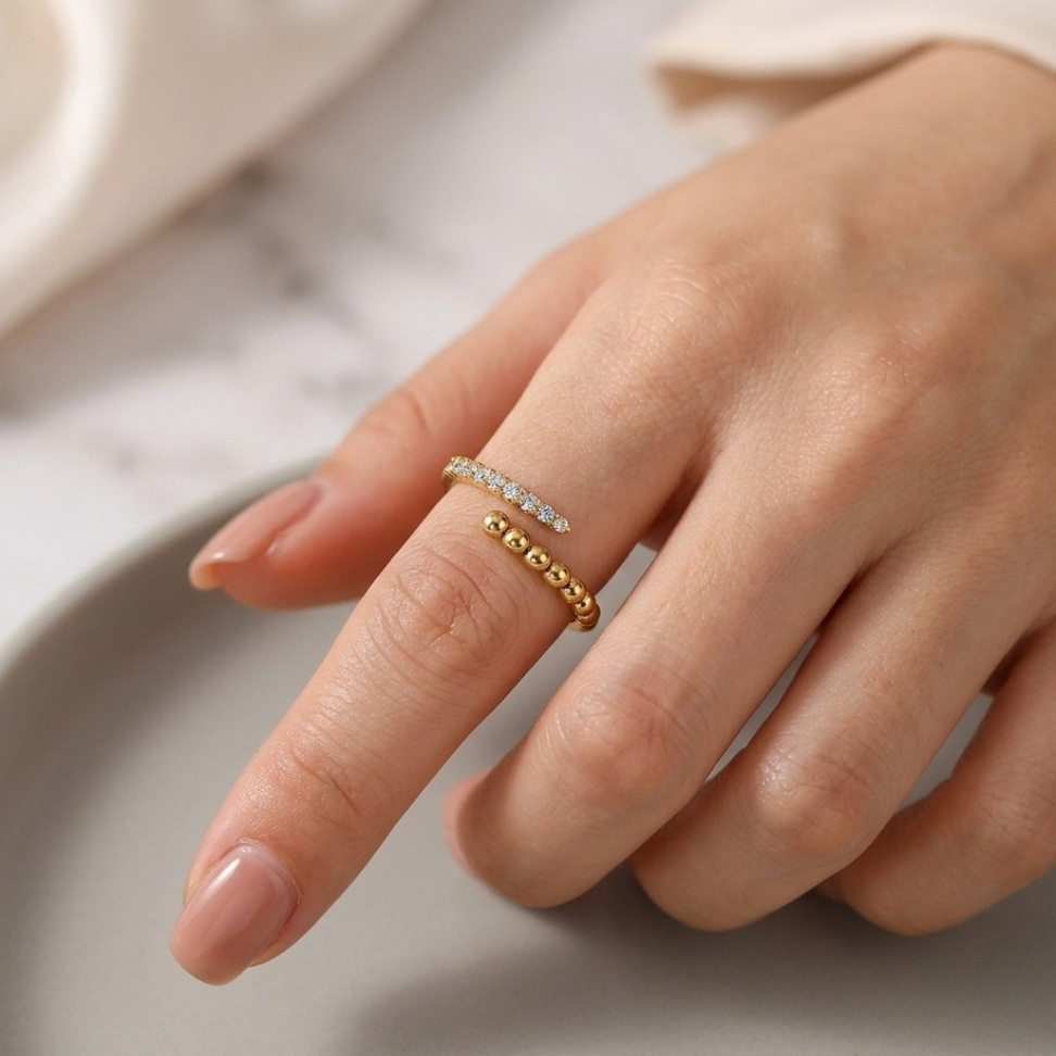 Stainless Steel Crystal Ring 006