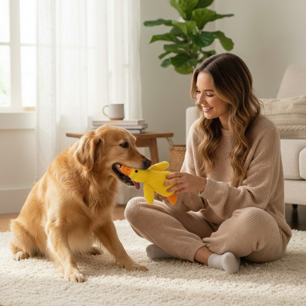 Plush Duck Dog Chew Toy Toys Size : M|S Plush Duck Dog Chew Toy Toys Size : M|S