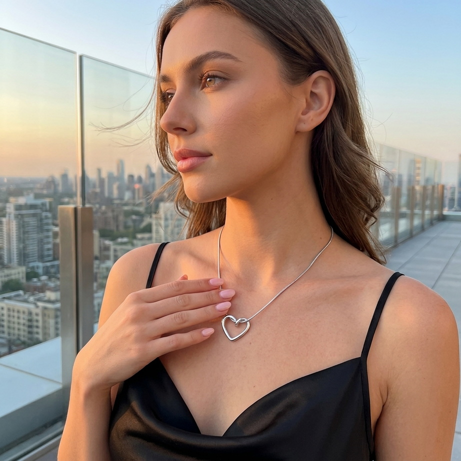 Chic Hollow Heart Pendant Necklace 006