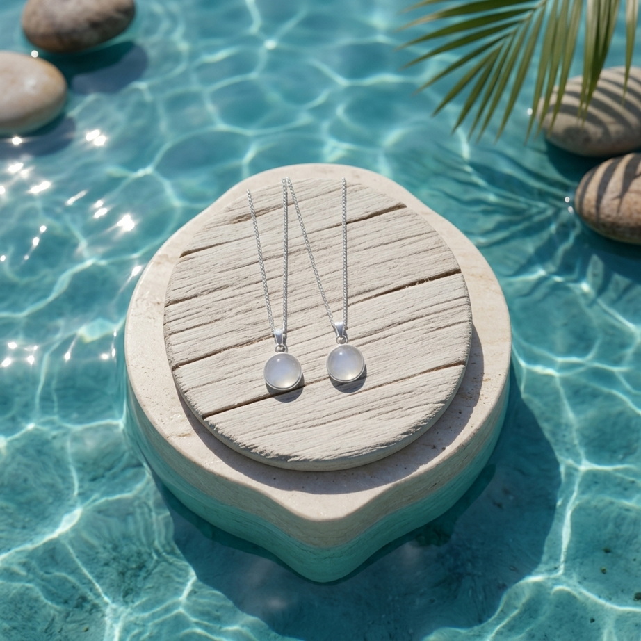 Elegant White Moonstone Pendant Necklace 001