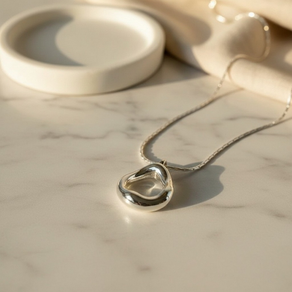 Geometric Water Droplet Necklace Necklaces Color : Silver Geometric Water Droplet Necklace Necklaces Color : Silver