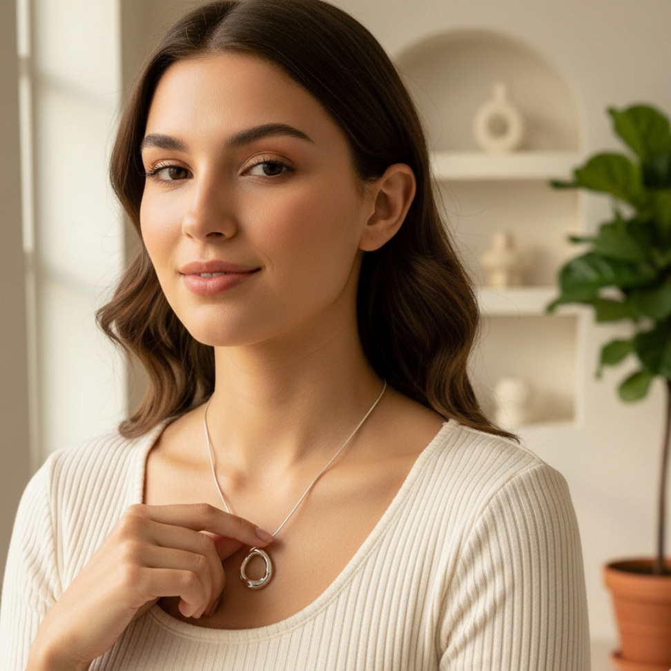 Geometric Water Droplet Necklace Necklaces Color : Silver Geometric Water Droplet Necklace Necklaces Color : Silver