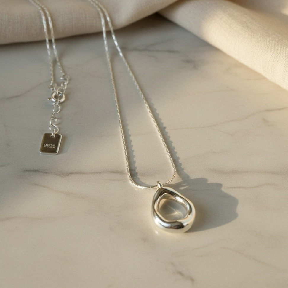 Geometric Water Droplet Necklace Necklaces Color : Silver Geometric Water Droplet Necklace Necklaces Color : Silver