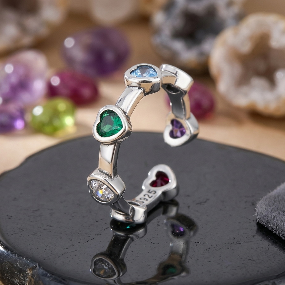 Sterling Silver Heart Cocktail Ring 001