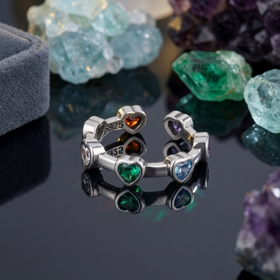 Sterling Silver Heart Cocktail Ring 004